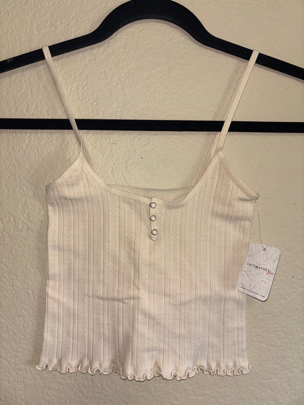 Intimately Free People ribbed knit cropped cami in Pearled Ivory (Ivory)